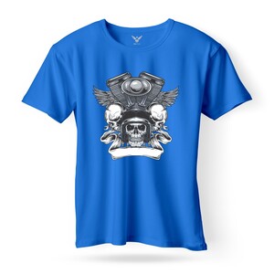 F&M - Gothic Skull Design Adult Royal Blue Unisex Tshirt - ARBT-MGT-507 - XL