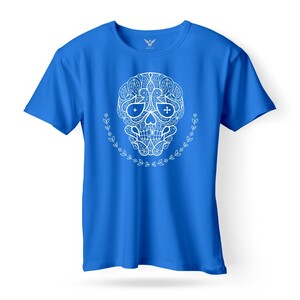F&M - Gothic Skull Design Adult Royal Blue Unisex Tshirt - ARBT-MGT-556 - M