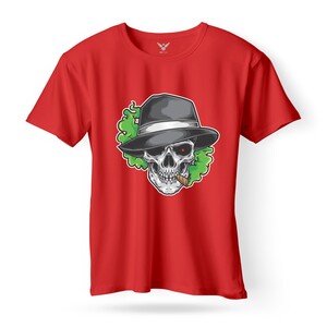 F&M - Gothic Skull Design Adult Red Unisex Tshirt - ART-MGT-515 - L