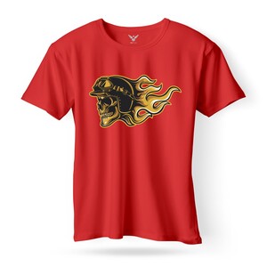 F&M - Gothic Skull Design Adult Red Unisex Tshirt - ART-MGT-573 - M