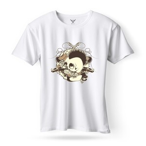 F&M - Gothic Skull Design Adult White Unisex Tshirt - AWT-MGT-501 - M