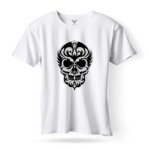 F&M - Gothic Skull Design Adult White Unisex Tshirt - AWT-MGT-511 - L