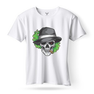 F&M - Gothic Skull Design Adult White Unisex Tshirt - AWT-MGT-515 - L