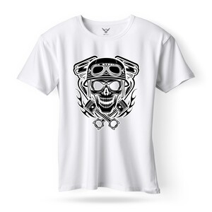 F&M - Gothic Skull Design Adult White Unisex Tshirt - AWT-MGT-517 - XXL