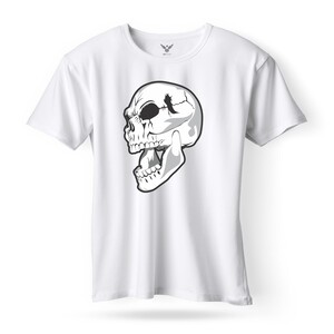 F&M - Gothic Skull Design Adult White Unisex Tshirt - AWT-MGT-551 - M