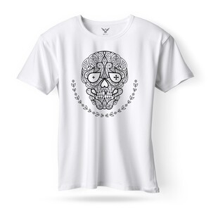F&M - Gothic Skull Design Adult White Unisex Tshirt - AWT-MGT-556 - XL