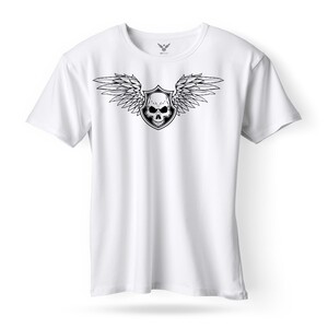 F&M - Gothic Skull Design Adult White Unisex Tshirt - AWT-MGT-566 - M