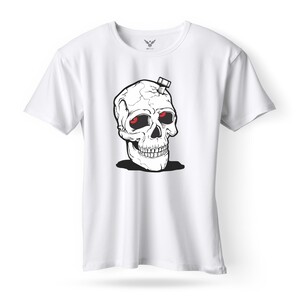 F&M - Skulls Design Adult White Unisex Tshirt - AWT-MGT-624 - L