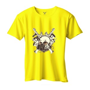 F&M - Gothic Skull Design Adult Yellow Unisex Tshirt - AYT-MGT-503 - S