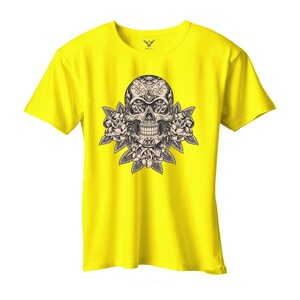F&M - Gothic Skull Design Adult Yellow Unisex Tshirt - AYT-MGT-545 - XL
