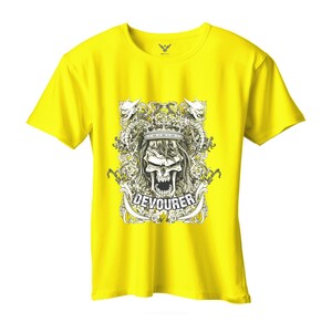 F&M - Gothic Skull Design Adult Yellow Unisex Tshirt - AYT-MGT-549 - S