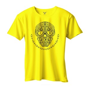 F&M - Gothic Skull Design Adult Yellow Unisex Tshirt - AYT-MGT-556 - S
