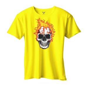 F&M - Gothic Skull Design Adult Yellow Unisex Tshirt - AYT-MGT-574 - L