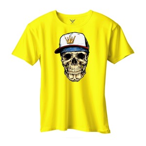 F&M - Gothic Skull Design Adult Yellow Unisex Tshirt - AYT-MGT-578 - XL