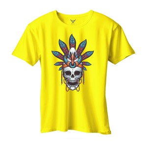 F&M - Indian skulls Design Adult Yellow Unisex Tshirt - AYT-MGT-595 - L