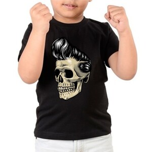 F&M - Gothic Skull Design Kids Black Tshirt - KBT-MGT-518 - 9-11 Yrs