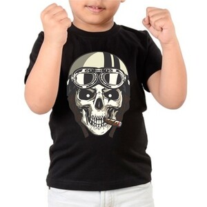 F&M - Gothic Skull Design Kids Black Tshirt - KBT-MGT-535 - 7-8 Yrs