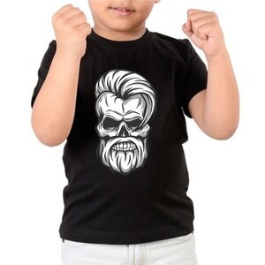 F&M - Gothic Skull Design Kids Black Tshirt - KBT-MGT-540 - 9-11 Yrs