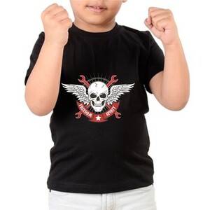 F&M - Gothic Skull Design Kids Black Tshirt - KBT-MGT-541 - 9-11 Yrs
