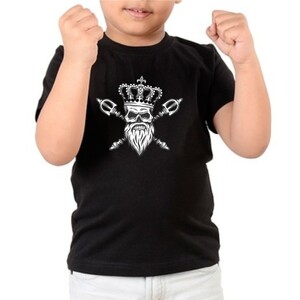 F&M - Gothic Skull Design Kids Black Tshirt - KBT-MGT-544 - 5-6 Yrs