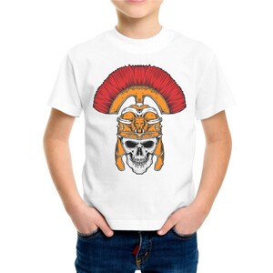 F&M - Gothic Skull Design Kids White Tshirt - KWT-MGT-525 - 12-14 Yrs