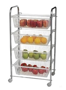 HEXAR Stainless Steel 4 Layer Fruit Vegetable Trolley Kitchen Organizer Made In Turkey 90 x 48 x 32.5 cm HEXAR Stainless Steel 4 Layer Fruit Vegetable Trolley Kitchen Organizer Made In Turkey 90 x 48 x 32.5 cm
