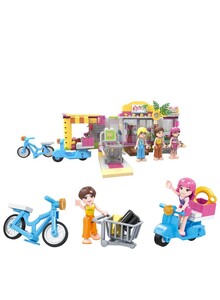 HEXAR 376 Pieces Shopping Mall Building Play Set with 3 Mini Dolls
