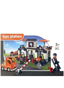 HEXAR 201 Pieces Gas Station Construction Building Play Set for Boys and Girls