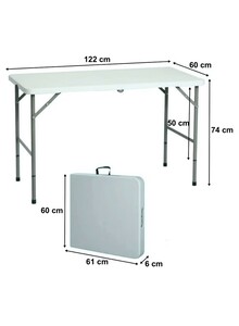 Hexar Heavy Duty Multipurpose Folding Table Portable Folding Table Picnic Dining Table Centerfold Ideal For Crafts Outdoor Events Light And Durable Convenient Carry Handle (L122 x W60 x H74  cm)