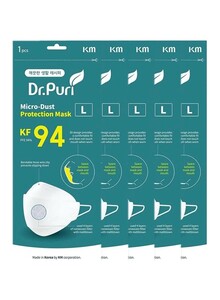 Dr. Puri 5 Pieces KF94 Micro-Dust Protection Face Mask PFE 94% Breathable Mask with Quadruple Filtration System - 5 pcs Individually Sealed