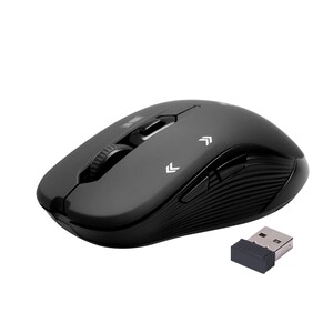 Promate 2.4G Wireless Mouse, Portable Optical Tracking Mouse with Mini USB Receiver, 800/1200/1600 DPI Switch, 10m Working Range and 6 Programmable Buttons for iMac, MacBook, Alienware, ASUS, Slider Black