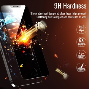 Promate Matte Privacy Screen Protector for iPhone 12, Premium Anti-Glare 9H Hardness Tempered Glass Protector with Touch Sensitivity, Scratch-Resistant, Shatter Protection and Anti-Microbial, APEX-I12