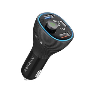 Promate Wireless FM Transmitter with Bluetooth V5.1, USB-C PD, QC 3.0, USB Media Port and Mic, PowerTune-38W