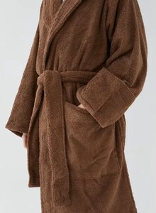 Luxe Decora Home Spa Collection Cotton Waffle Bathrobe With Collar And Pocket Brown One Size