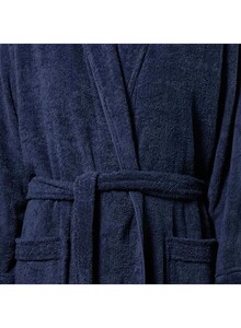 Luxe Decora Home Spa Collection Cotton Waffle Bathrobe With Collar And Pocket Navy Blue One Size