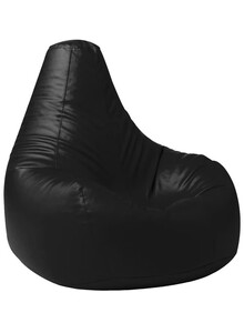 Luxe Decora Faux Leather Tear Drop Recliner Bean Bag with Filling Black