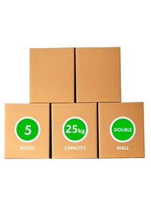 Generic [5 Pack] Carton box, Cardboard, for moving shipping and packing 25kg Capacity 45x45x45cm