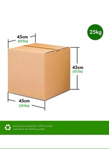 Generic [5 Pack] Carton box, Cardboard, for moving shipping and packing 25kg Capacity 45x45x45cm