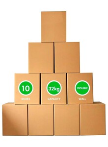 Generic [10 Pack] Carton box, Cardboard, for moving shipping and packing 32kg Capacity 45x45x75cm