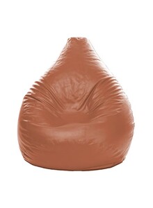 Luxe Decora XXL Faux Leather Multi-Purpose Bean Bag With Polystyrene Filling Creamy Brown