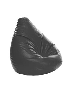 Luxe Decora Faux Leather Multi-Purpose Bean Bag With Polystyrene Filling Dark Grey