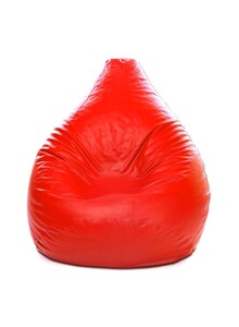 Luxe Decora Faux Leather Multi-Purpose Bean Bag With Polystyrene Filling Red
