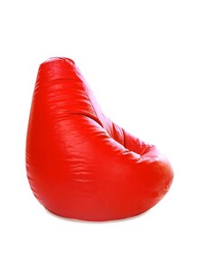 Luxe Decora Faux Leather Multi-Purpose Bean Bag With Polystyrene Filling Red
