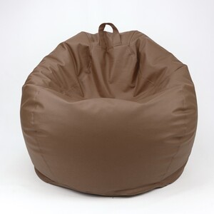 Luxe Decora Classic Round Faux Leather Bean Bag with Polystyrene Beads Filling (Kids - XS, Brown)…