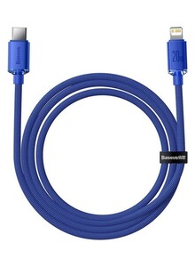 كابل كريستال شاين سيريس سريع الشحن بمنفذ USB-C إلى Lightning وتقنية PD (بطول 1.2 م) وقدرة 20 وات مناسب لأبل آيفون 13/ 12/ 11/ برو/ ماكس/ ميني/ SE/ آي باد/ آيربودز والكثير غير ذلك أزرق