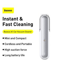 Baseus A1 Mini Vacuum Cleaner, Small Handheld Vacuum Cordless Portable USB Rechargeable Hand Car Vacuum Cleaner for Car, Home, Kitchen- White