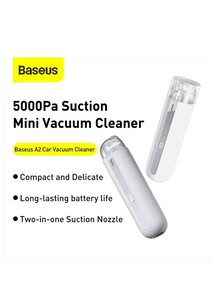 Baseus Car Vacuum Cleaner, 70W 5000Pa Handheld Vacuum Cordless Small Mini Portable Rechargeable, Vacuum Cleaner for Car, Home, Pet Hair - A2 White