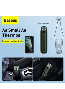 Baseus Car Vacuum Cleaner, 70W 5000Pa Handheld Vacuum Cordless Small Mini Portable Rechargeable, Vacuum Cleaner for Car, Home, Pet Hair - A2 Green