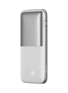 باسيس - بنك طاقة محمول USB C مع شاشة رقمية (10000 مللي أمبير مع منفذ USB C واحد ومنفذين USB A لشحن يصل إلى 22.5 واط - فضي