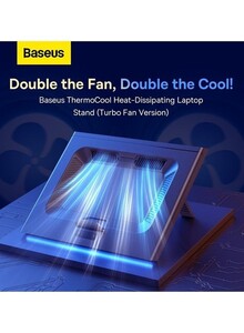 باسيس - قاعدة تبريد للكمبيوتر المحمول بتبديد الحرارة من ThermoCool مع 5 مستويات من سرعة الرياح باللون الأسود